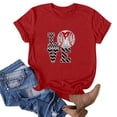 thumbnail image 1 of Meichang T-Shirts de Baseball pour Femmes à Cœur d'Amour Col Ras du Cou à Manches Courtes T-Shirt Graphique Coupe Ample Mode Décontractée Hauts T-Shirts Mignons Cadeaux de Mother's Day pour Maman Rouge TTG, 1 of 3
