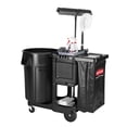 thumbnail image 3 of Rubbermaid Commercial Executive Janitor Cleaning Cart 3 Shelf - 8" , 4" Caster Size - x 21.8" Width x 46" Depth x 38" Height - Black - 1 Each, 3 of 9