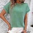 thumbnail image 5 of Trendy Ribbed Womens Tops Summer Short Sleeve Loose Casual T Shirts Tops, 5 of 7