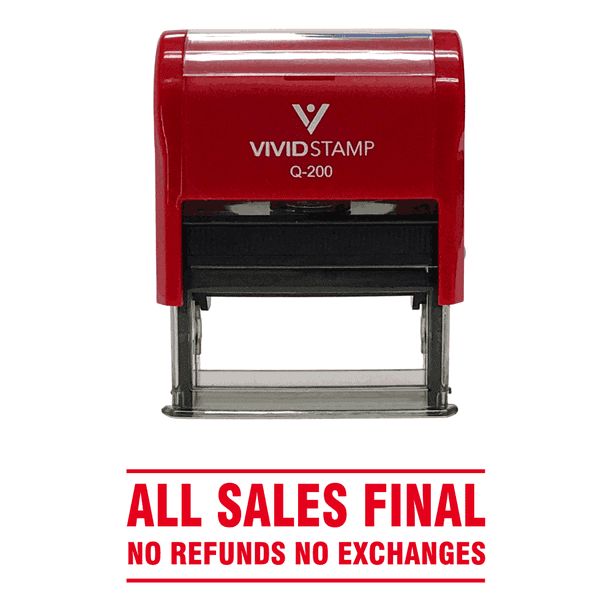 All Sales Final No Refunds No Exchanges Self Inking Rubber Stamp (Red