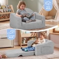 thumbnail image 4 of babyeap Kids Sofa,2-in-1 Soft Toddler Couch Fold Out,Toddler Chair Baby Convertible Couch for Girls and Boys,Light Gray, 4 of 8