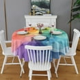 thumbnail image 2 of Colorful Tie Dye Blot Pattern Round Tablecloth 60"x60",Wrinkle Wipeable Table Cloth for Kitchen Dining Room Picnic Patio Party, 2 of 6