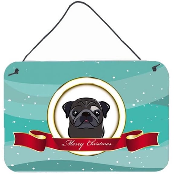 Caroline's Treasures BB1573DS812 Black Pug Merry Christmas Wall or Door Hanging Prints , 8x12, multicolor