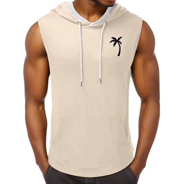 JAKANYQ Débardeur Homme Été Vêtements de Course Extérieur Plage Imprimé Noix de Coco Col Rond Sans Manches Mode Urbaine, m