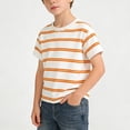 thumbnail image 4 of Guluxicc Boys Striped T Shirts Short Sleeve Crewneck Cotton Kids Toddler Tshirts Casual Summer Tees Tops 1-12 Year, 4 of 6