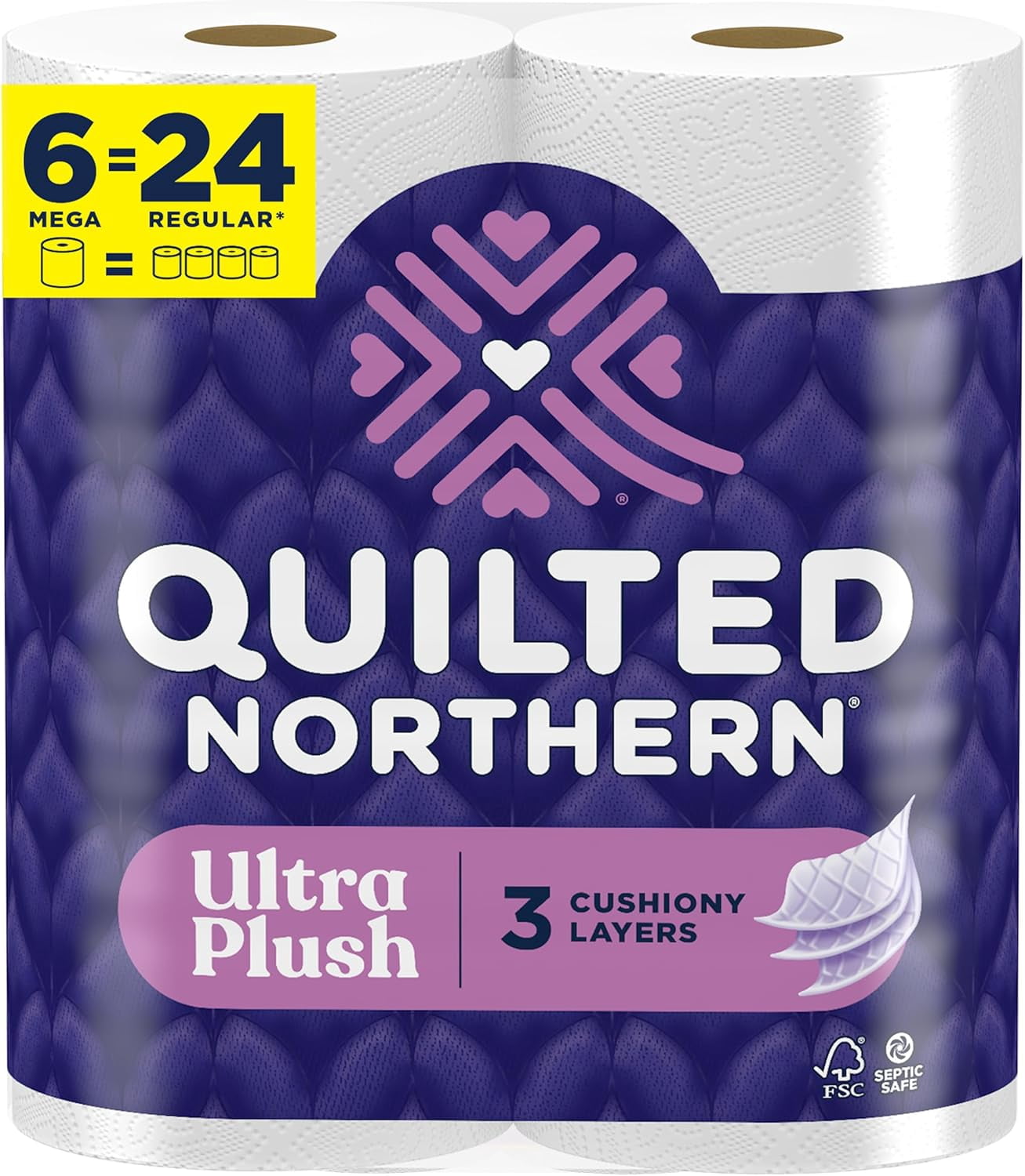 Ultra Plush® Toilet Paper, 18 Mega Rolls = 72 Regular Rolls, 3-Ply Bath Tissue