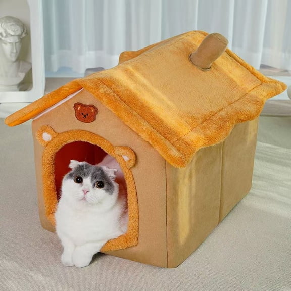 Cat Dog Bed Durable Non Slip All Season Enclosed House Warm Soft Comfortable and Washable