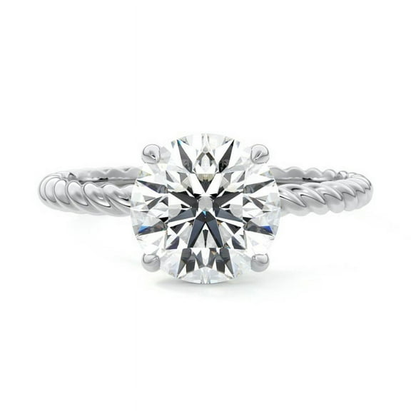 Dash Jewel 1.9 Ct Round Brilliant Cut Diamond Rings - White Gold over 14K Diamond Rings for Women's - Twisted Cross Over Shank Engagement Rings for Women's - Simple Diamond Rings for Women's