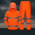 thumbnail image 2 of Sentmoon 2 Pieces Set Rain Jacket and Rain Pants with Hood Long Sleeve Womens Raincoat with Print Lightweight Waterproof Reflective Rain Ponchos for Running Backpacking Travel Orange XXL, 2 of 7