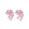 thumbnail image 2 of Loicainy Baby Toddler Girl Fall Outfits 6 12 18 24 Months 2T 3T 4T Plaid Print Long Sleeve Doll Collar Tops Flare Pants Clothes Set, 2 of 9