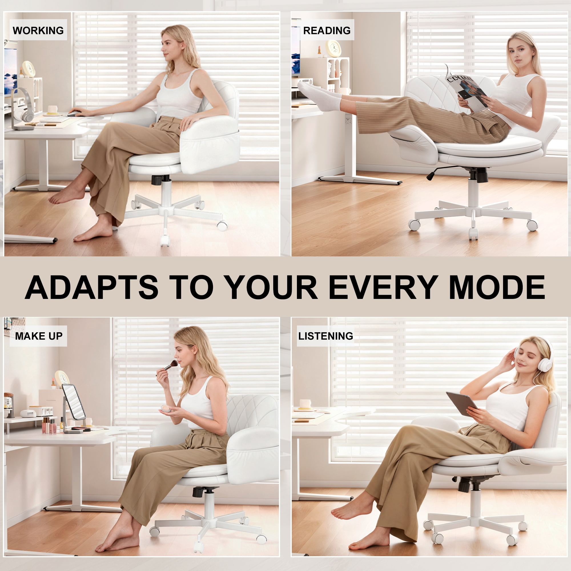 Misolant Big and Tall Office Chair, Computer Chair with Soft Adjustable Armrests, Ergonomic Gaming Chair with Breathable Linen Design, Executive Chairs with Footrest
