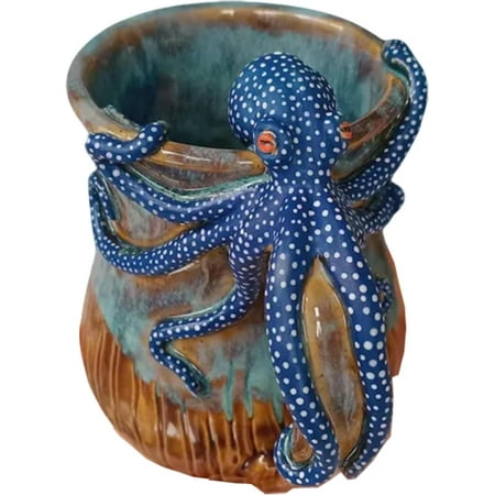 

Dive Into Every Sip – Handmade Octopus Mug 3D Octopus Ceramic Coffee Mug Fun Novelty Coffee Mug Tea Cup with Octopus Tentacles Beard Handle Christmas gift (1PCS)