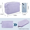thumbnail image 3 of Seersucker Cosmetic Bag for Women, Large Purple Travel Toiletry Bag with Stripe, Makeup Organizer Pouch for Purse, Aesthetic Storage for Cosmetics and Skincare, Girls Handbag Accessory, 3 of 6