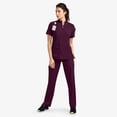 thumbnail image 1 of LYMAYTER S-2TG Uniforme d'Infirmière pour Femmes Col Montant Haut Extensible + Pantalon avec Multi-Poches pour Ensemble d'Uniforme Médical, 1 of 6