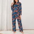 thumbnail image 2 of Fotbe Tropical Leaves Conjunto de Pijama de Manga Larga para Mujer con Estampado, Ropa de Dormir de 2 Piezas, Conjunto de Casa Suave y Cómodo con Bolsillos-XX-Large, 2 of 7