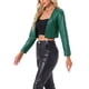 thumbnail image 4 of Chaqueta de cuero PU Faux INSPIRE CHIC para mujer, abrigo corto de manga larga, abierto, talla XL, verde, 4 of 5