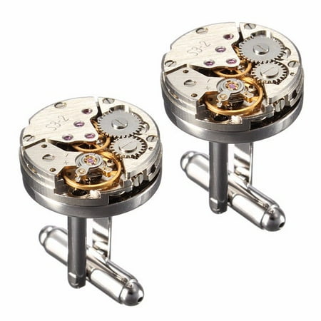 - Grtsunsea Silver Watch Movement Cufflinks Men's Shirt Wedding Cuff Links Wedding Christmas Gifts for Wedding Anniversary Commercial Meeting