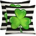 thumbnail image 1 of St.Patrick''s Day Pillow Covers 18X18 Inch Set of 2,Striped Shamrock Decorations Holiday Spring Decorative Pillow Case Decor for Sofa Couch (Green) AK014-18, 1 of 6