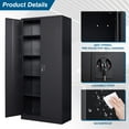 thumbnail image 5 of Metal Garage Storage Cabinet, 71" Tool Cabinet with 4 Adjustable Shelves, Metal File Cabinets with Lockable Doors for Garage, Home Office, Gym, School, Utility Room (Black, Assemble Required), 5 of 13