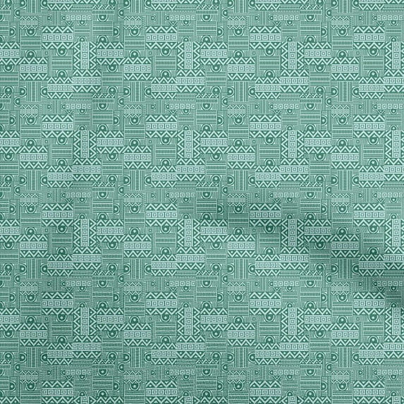 oneOone Cotton Poplin Dark Teal Green Fabric Geometric Sewing Craft Projects Fabric Prints By Yard 56 Inch Wide