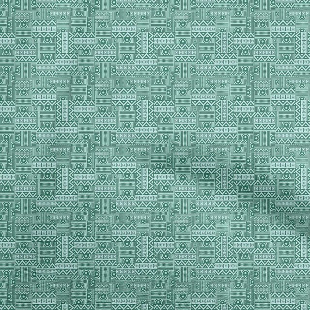 oneOone Cotton Poplin Dark Teal Green Fabric Geometric Sewing Material Print Fabric By The Yard 42 Inch Wide