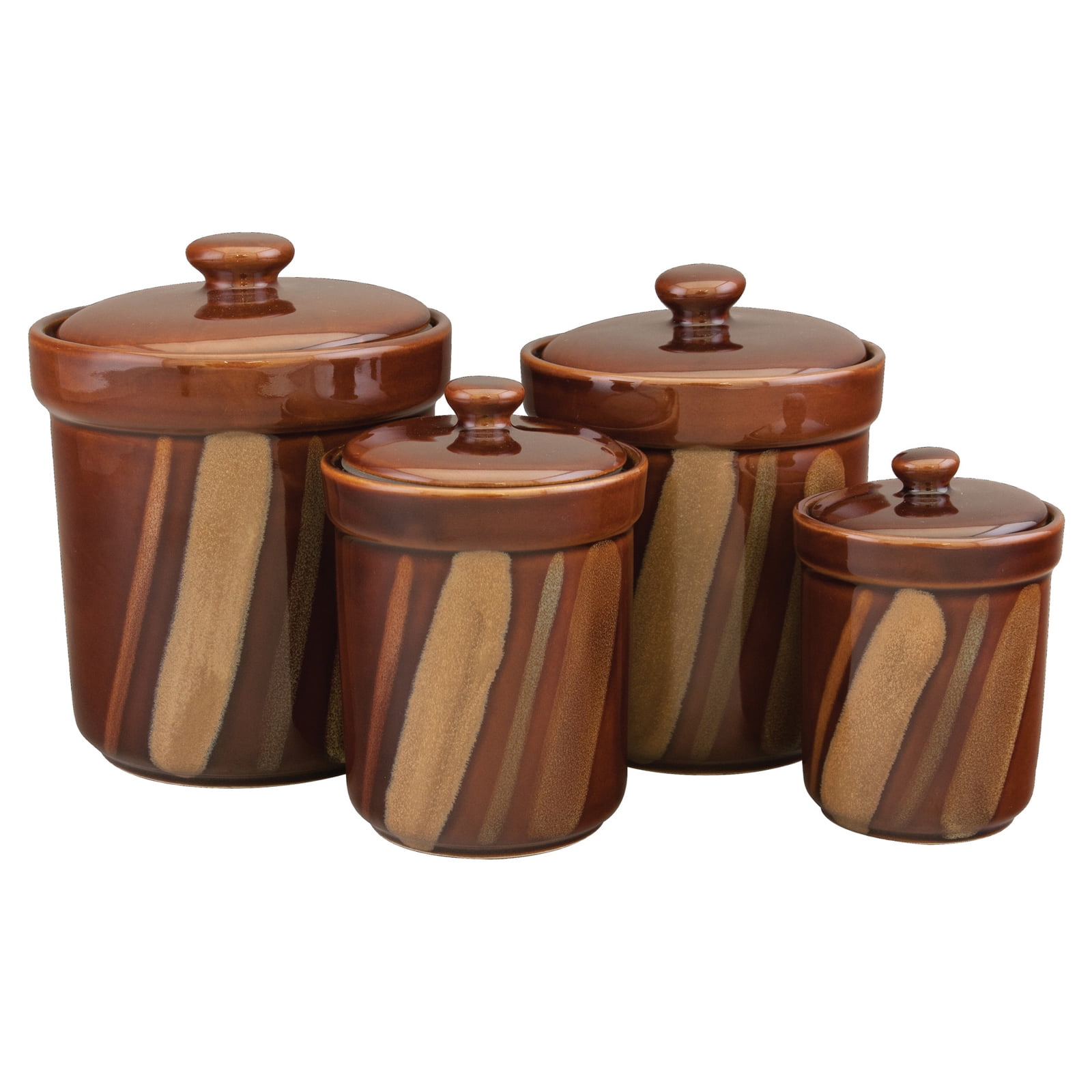 Megacasa 3 Piece Stainless Steel Canister Set in Brown Finish - Brown