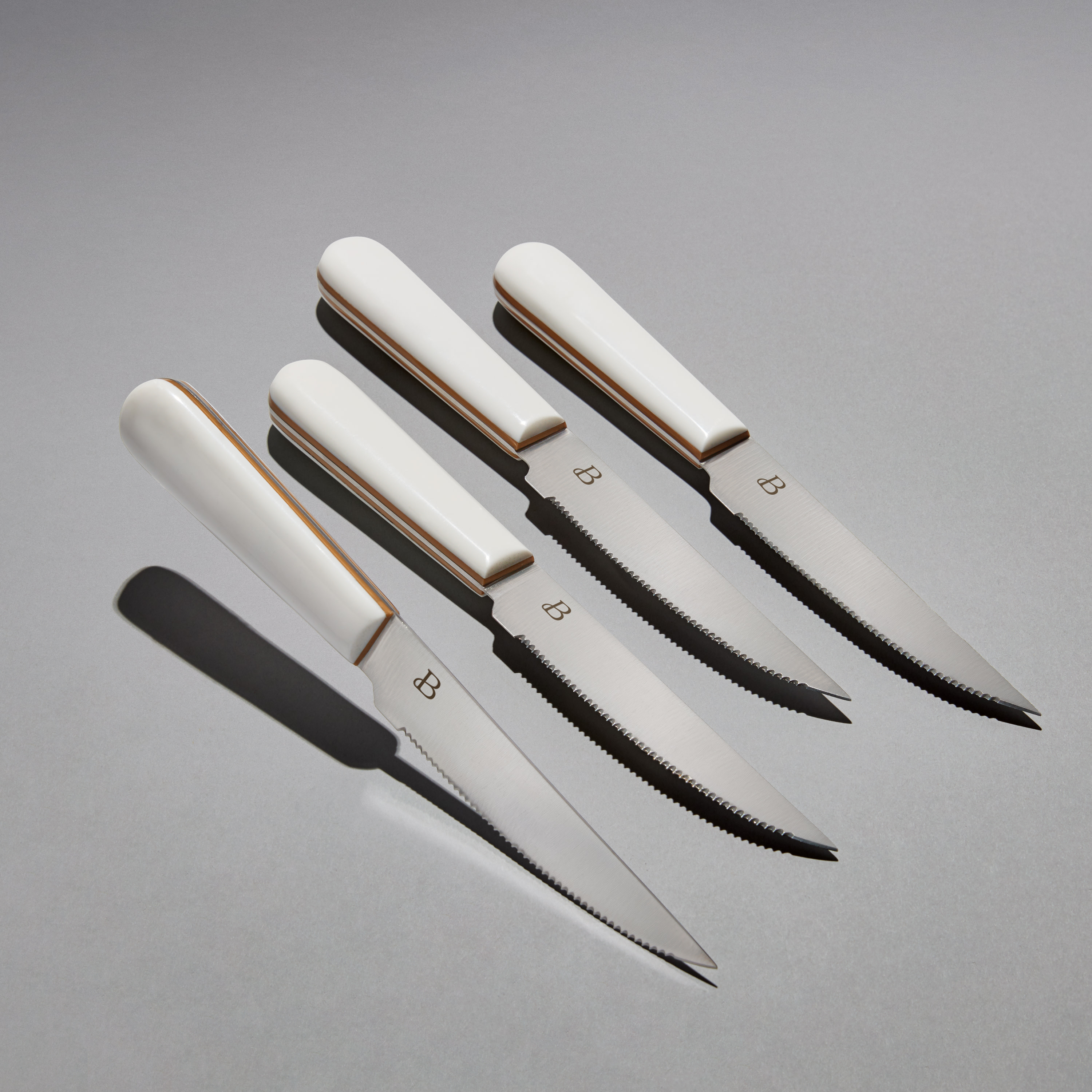 Beautiful 4-piece Forged, Micro-Serrated Kitchen Steak Knife Set in White - image 3 of 6