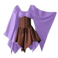 thumbnail image 1 of Women's Renaissance Medieval Costumes Plus Size Batwing Long Sleeve Dress with Corset Victorian Dress, 1 of 7