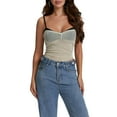 thumbnail image 2 of Women Tank Tops Spaghetti Strap Camisoles Patchwork Mesh Crop Tops Sleeveless Backless Vests Summer Bustier Tops Streetwear for Vacation, 2 of 8