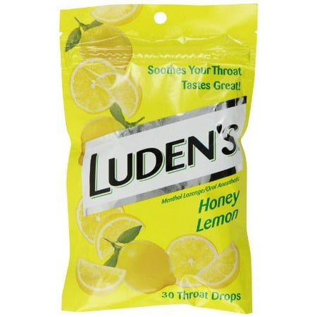 Luden's Throat Drops, Menthol Lozenge/ Oral Anesthetic, Honey Lemon 30 count