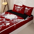 thumbnail image 3 of Homewish Halloween Wing Skull Zipper Twin Comforter Sets with Fitted Sheet and 2 Pillowcases,Sharp Spiked Print Zipper Bedding Set,Scarlet Red White,Black Reversible,4pcs, 3 of 7