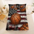 thumbnail image 5 of Erosebridal Boys Basketball Sport Themed Bed Sheets,Retro American Flag Print King Sheets For Kids 4-Piece, 5 of 6