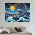 thumbnail image 4 of ONETECH  Japanese Wave Dragon Tapestry Japanese Ocean Great Wave Tapestry for Men Room Decor Flower Moon Tapestry Wall Hanging, Japanese Art Tapestry for Bedroom, 4 of 7