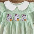 thumbnail image 4 of Staki Newborn Baby Girl Smocked Halloween Outfit Infant Plaid Bubble Romper Embroidery Fall Clothes 0-24M(Green,18-24 Months), 4 of 5