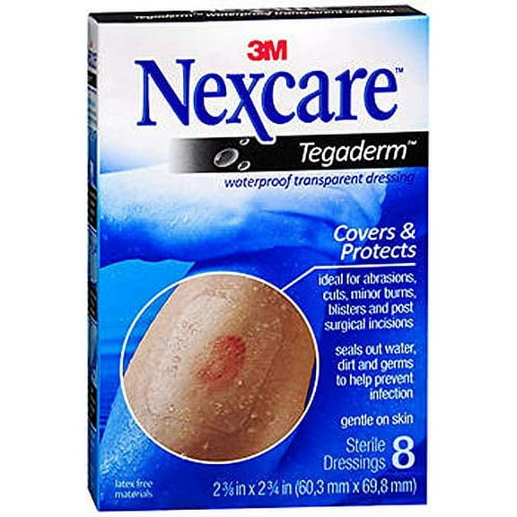 Nexcare Tegaderm  Waterproof Transparent Dressing, Latex Free, 8ct, 3-Pack