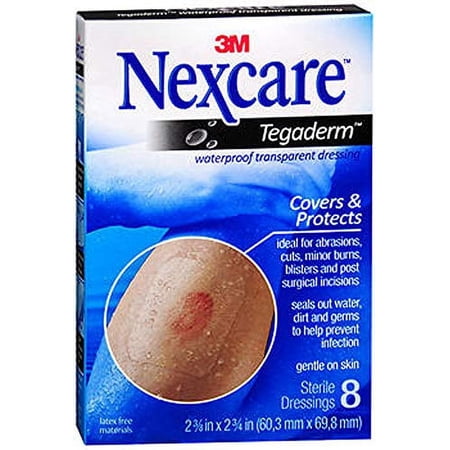 Nexcare Tegaderm Waterproof Transparent Dressing, Latex Free, 8ct, 3-Pack