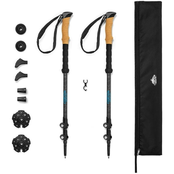 Bastones de trekking Cascade Mountain Tech de fibra de carbono, juego de 2