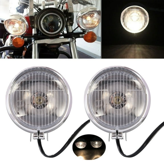 Chrome Passing Fog Auxiliary Light Compatible with Yamaha V-Star XVS 250 650 950 1100 1300 XVZ1300, 1 Pair