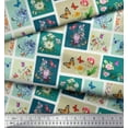thumbnail image 3 of Soimoi Tissu Voile de Coton Bleu Patchwork Floral & Insecte Tissu de Couture BTY 42 Pouces de Large, 3 of 3