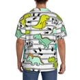 thumbnail image 5 of Xecao offers the Funny Dinosaurs on Stripes for Men's Casual Short-sleeved Shirt, a button-up collared shirt with a pocket, perfect for beach vacations and yacht travel in the XX-Large size., 5 of 7