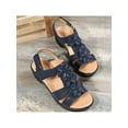 thumbnail image 6 of Ritualay Summer Sandals for Women Buckle Wedge Sandals Roman Style Sandals Flower Casual Sandals Women Open Toe Sandals Anti Slip Ankle Strap Shoes Ladies Sandals Dark Blue 7.5, 6 of 7