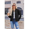 thumbnail image 4 of Zeagoo Women's Varsity Jacket Lightweight Bomber Jackets Spring 2 Pockets Button-up Casual Moto Fashion Baseball Outwear, 4 of 6