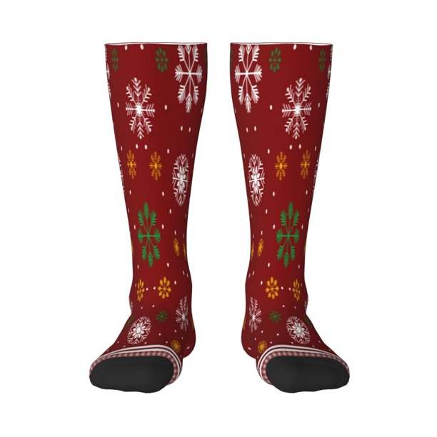 Fotbe Merry Christmas Calcetas Divertidas Estampadas para Hombre y Mujer, Calcetas de Algodón hasta la Rodilla para Caminar, Correr, Enfermería y Embarazo