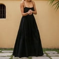 thumbnail image 3 of RUTAYY Women's Dress Backless Solid Color Square Collar Sleeveless Flowy Cinched Waist Party Evening Wear Playful Vacation Dresses, 3 of 5