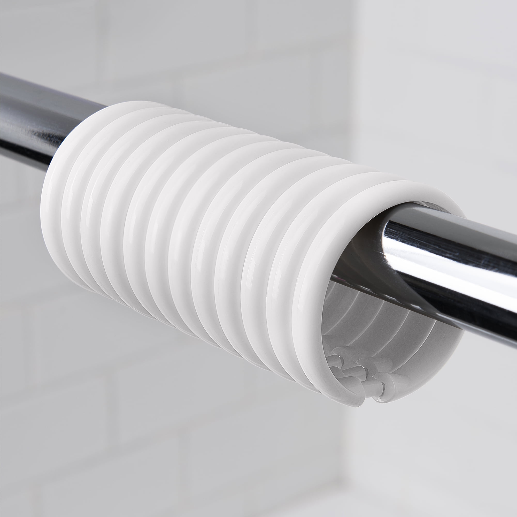 (4 pack) Mainstays White Plastic Durable O-Shaped Shower Curtain Ring Hooks, 12 Count