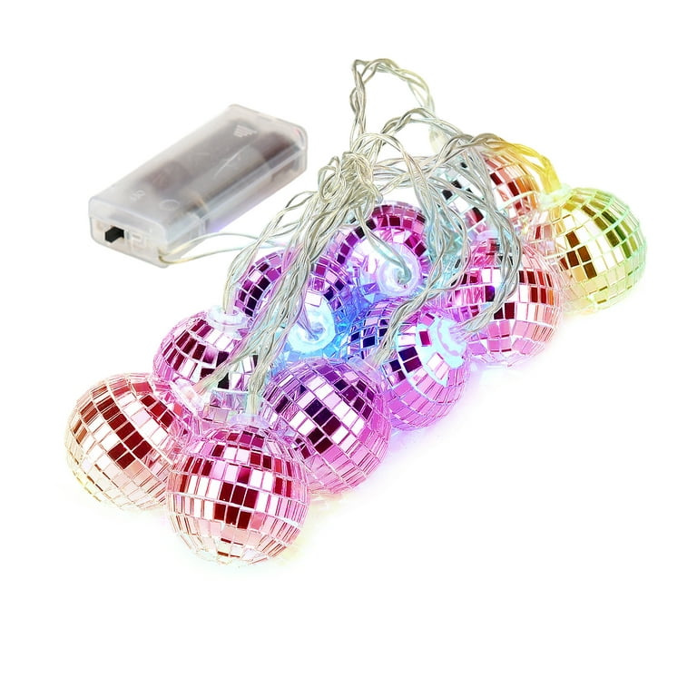 LED Disco String Lights Decorations,Mini Disco Balls Tree Ornament Light  Battery Operated Disco Balls For Christmas 