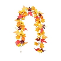 JVBTVB 69 Inch Artificial Maple Leaf Fall Garland for Thanksgiving Halloween Decor - Flexible Vine with Pumpkins and Sunflowers, Indoor Outdoor Holiday Hanging Decoration