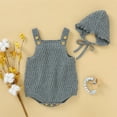 thumbnail image 4 of Musuos 2 Pcs Baby's Sleeveless Knitted Vest Romper, Solid Color Lace-up Hat, 4 of 5