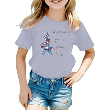 

ZMHEGW Children Kids Girls Boys Fashion Summer Short Sleeve Letter Printed T Shirt Blouse Top Casual Tunic Clothes