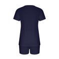 thumbnail image 4 of QATAINLAV Pajamas for Women Set Cotton Short Sleeve V Neck Tshirts and Shorts Two Piece Outfits Basic Solid Color Sleepwear Lounge Sets Fall Savings Navy XXL, 4 of 6